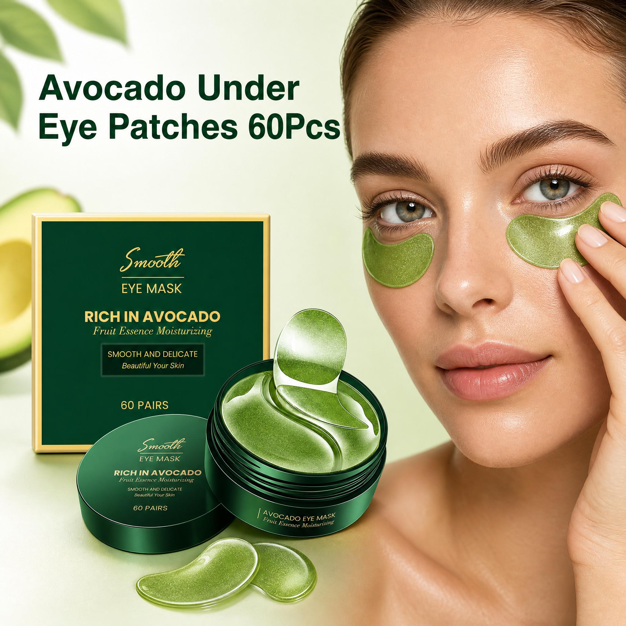 Collagen Under Eye Patches - แผ่นมาส์กใต้ตาคอลลาเจนอะโวคาโด 60 ชิ้น ช่วยลดรอยคล้ำใต้ตาและถุงใต้ตา ให้ความชุ่มชื้นและกระชับผิว พร้อมลดเลือนริ้วรอย