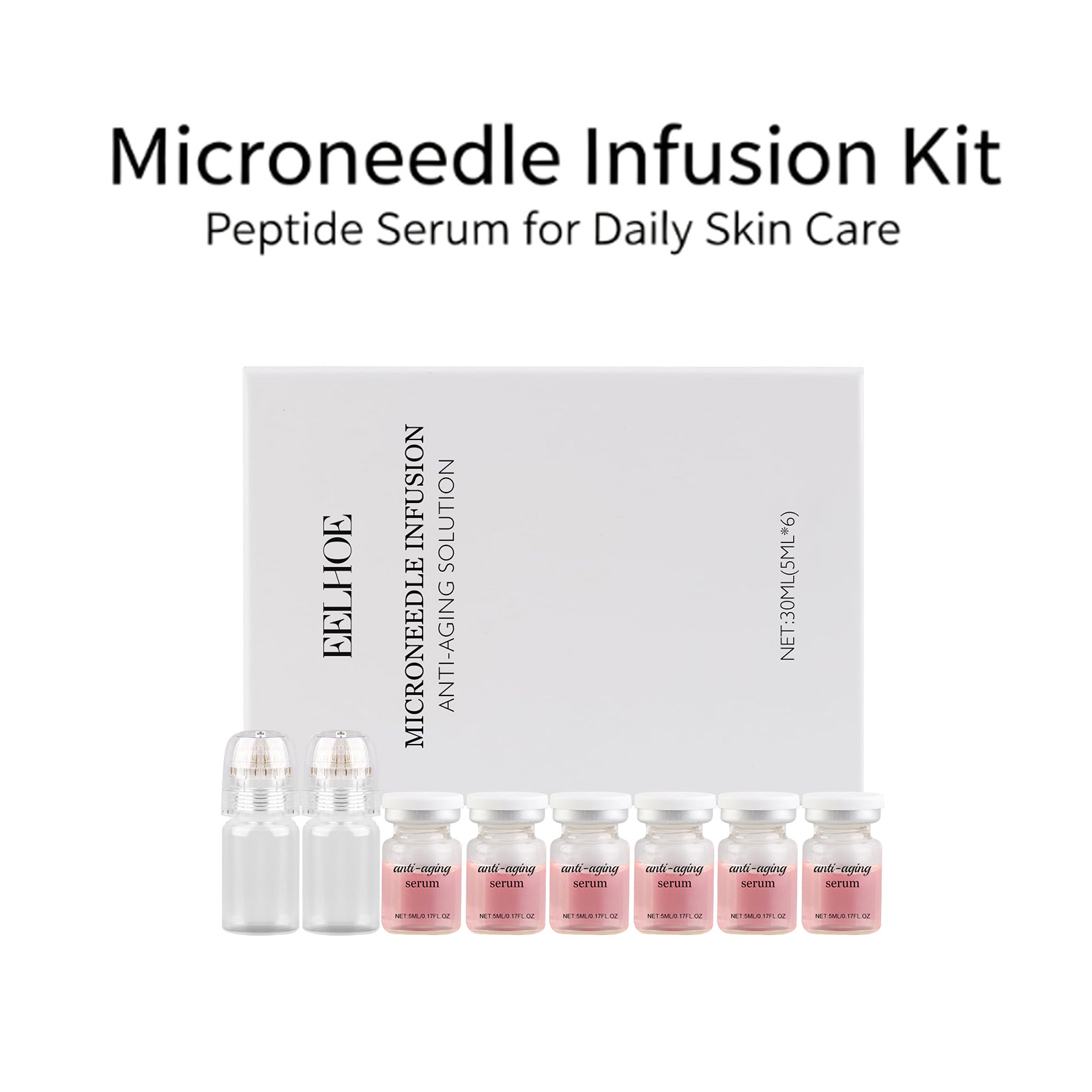 Hyaluronic Acid Facial Serum - ชุดเซรั่มไมโครนีดเดิล 0.2 มม. 6 ขวด คอลลาเจนเพื่อผิวเรียบเนียน